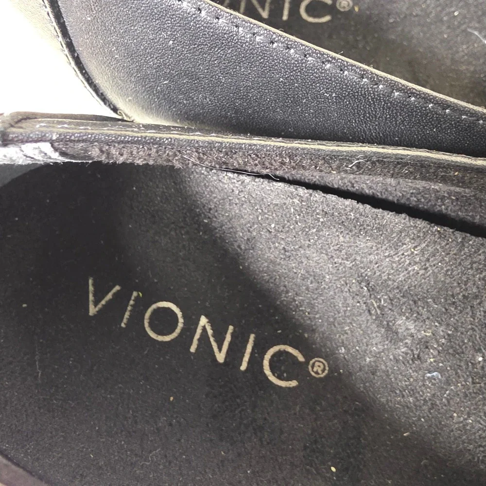 Vionic Kensley Lug Sole Loafer Black Leather Orthotic Women 6.5 NEW